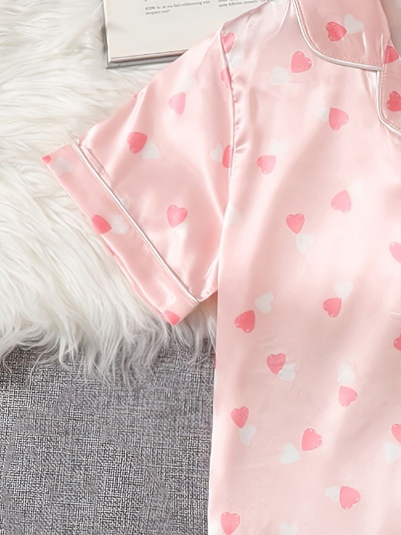 2kpl / Setti Tyttöjen Loungewear Pyjama-setti Sydänprintillä