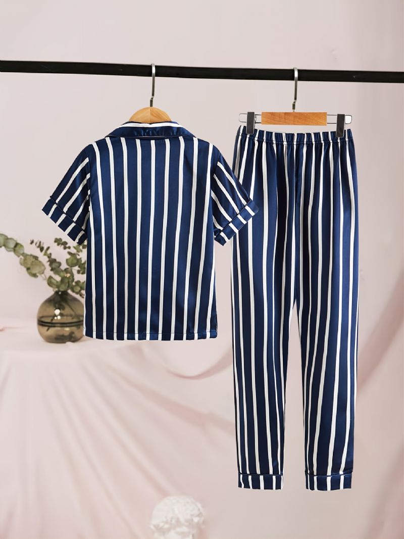 2kpl Taaperotyttöjen Pj-setti Lapsille Rento Sininen Ribbineulkuhousujen Pyjamasetti