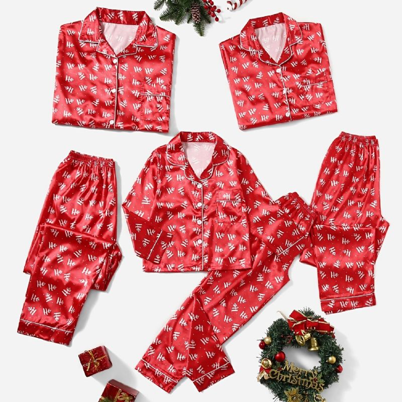 2kpl Tyttöjen Christmas Red Casual Pyjamasetti