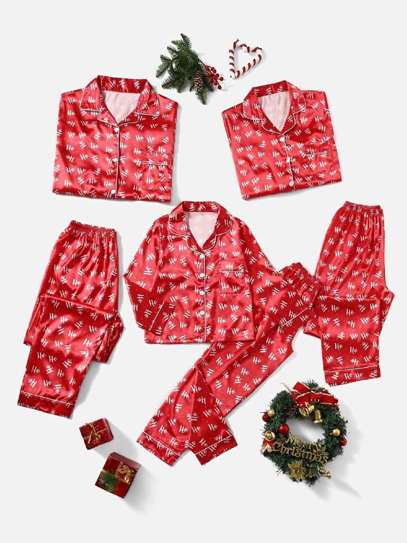 2kpl Tyttöjen Christmas Red Casual Pyjamasetti