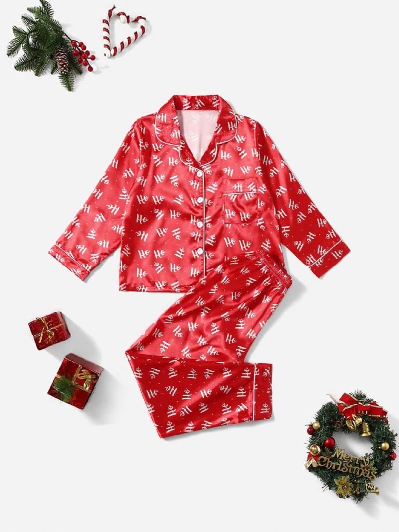 2kpl Tyttöjen Christmas Red Casual Pyjamasetti
