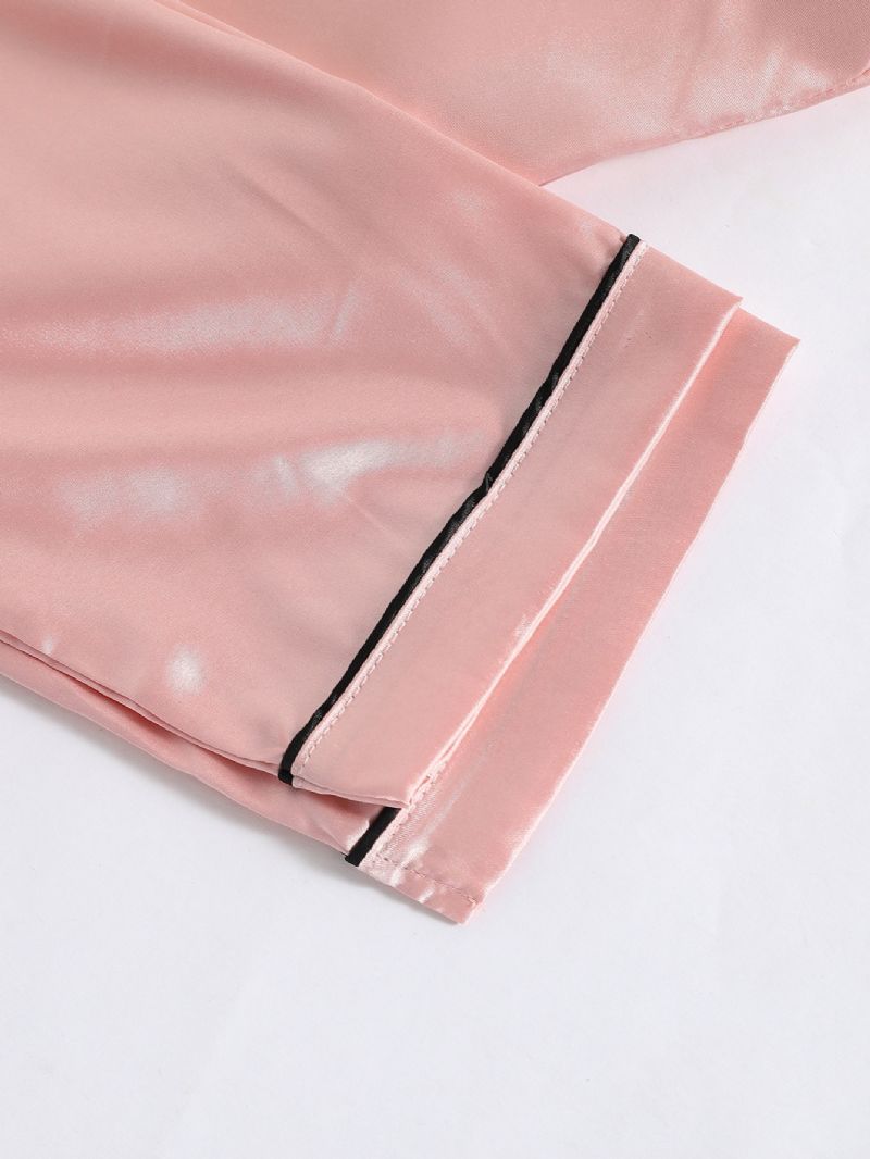 2kpl Tyttöjen Simple Casual Pyjamasetti Pitkähihaisilla Topilla & Housuilla Vaaleanpunaisen Harmaa