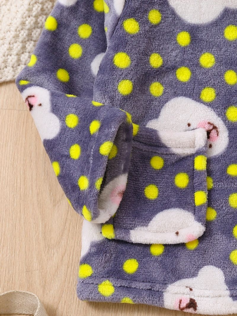 2kpl Uusi Syystalvi Pojille Ja Tytöille Paksunnettu Flanellineuletakki Dot Bear Print Pyjama-setti