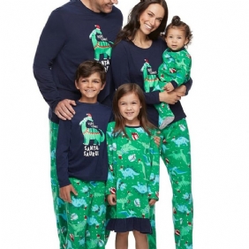 Crew Neck Pyjamasetti Kellanruskealla Printillä Tyttövauvojen Jouluksi