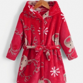 Joulu Lasten Deer Print Pitkähihainen Hupullinen Kotimainen Pyjama