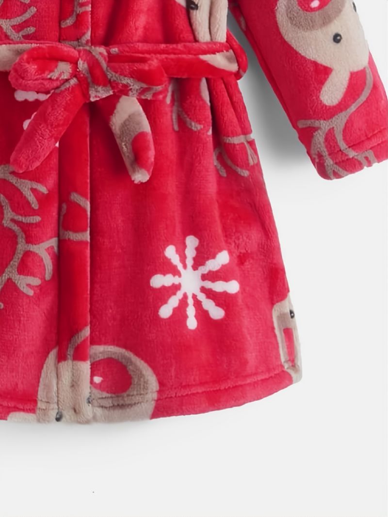 Joulu Lasten Deer Print Pitkähihainen Hupullinen Kotimainen Pyjama