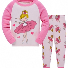 Joulu Popshion 2 Kpl Tyttöjen Ballerina Sarjakuva Kuvio Väri Block Top & Pyjama Housut Setti