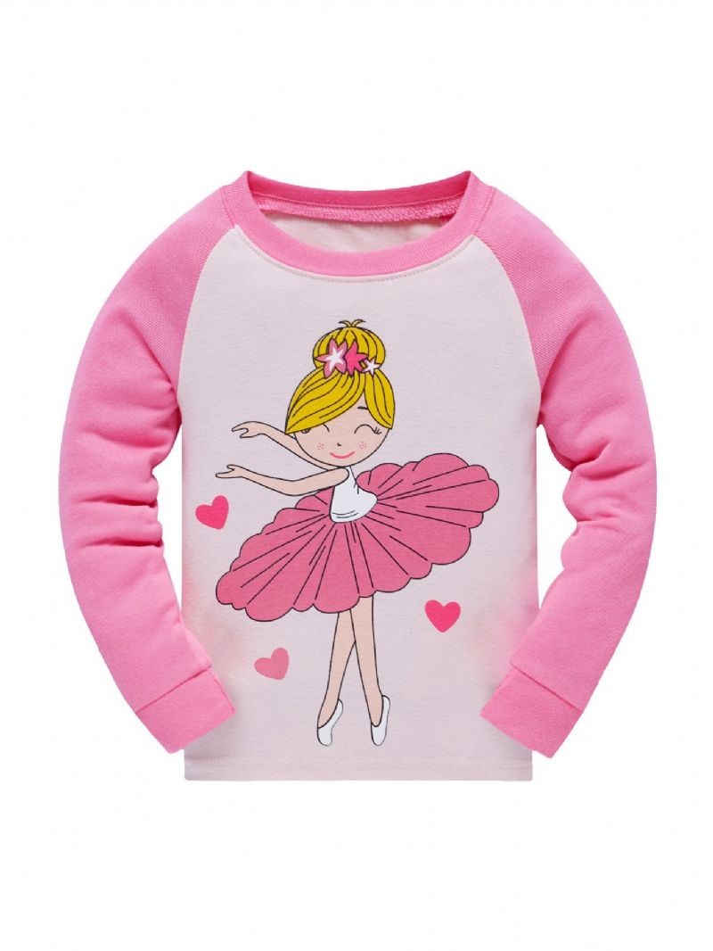 Joulu Popshion 2 Kpl Tyttöjen Ballerina Sarjakuva Kuvio Väri Block Top & Pyjama Housut Setti