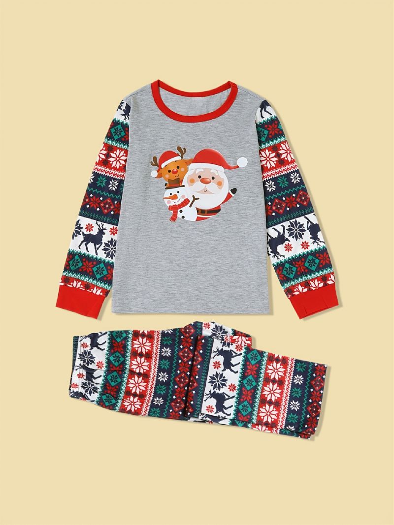 Jouluvanhempi-lapsi Joulupukki Hirviprintti Retro-pyjamasetit