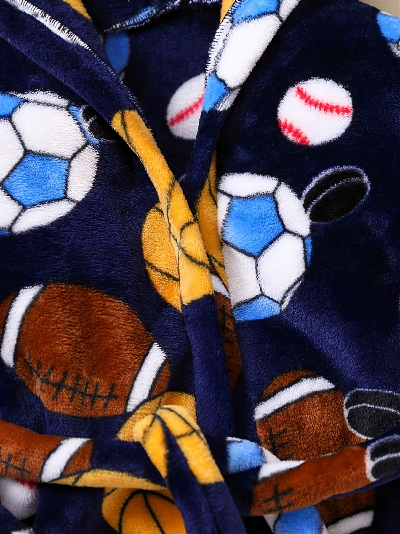 Lapset Pojat Tytöt Rento Jalkapallo Baseball Print Fleece Pitkä Kylpytakki Talveksi