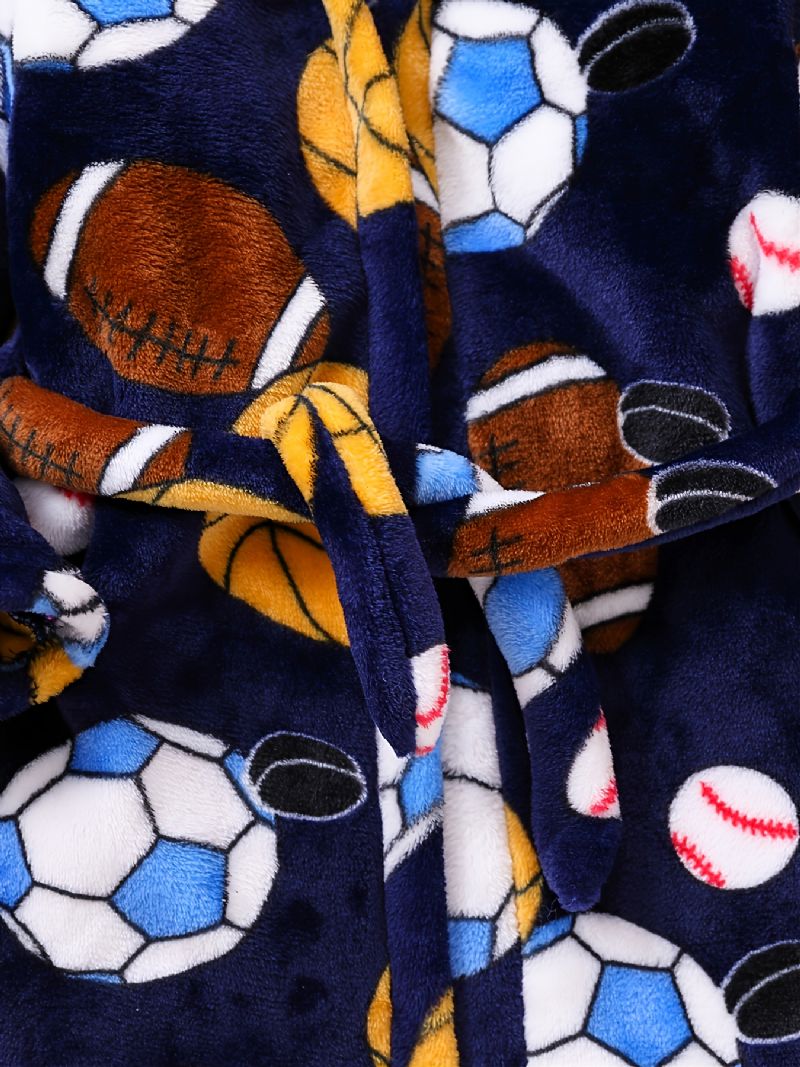 Lapset Pojat Tytöt Rento Jalkapallo Baseball Print Fleece Pitkä Kylpytakki Talveksi