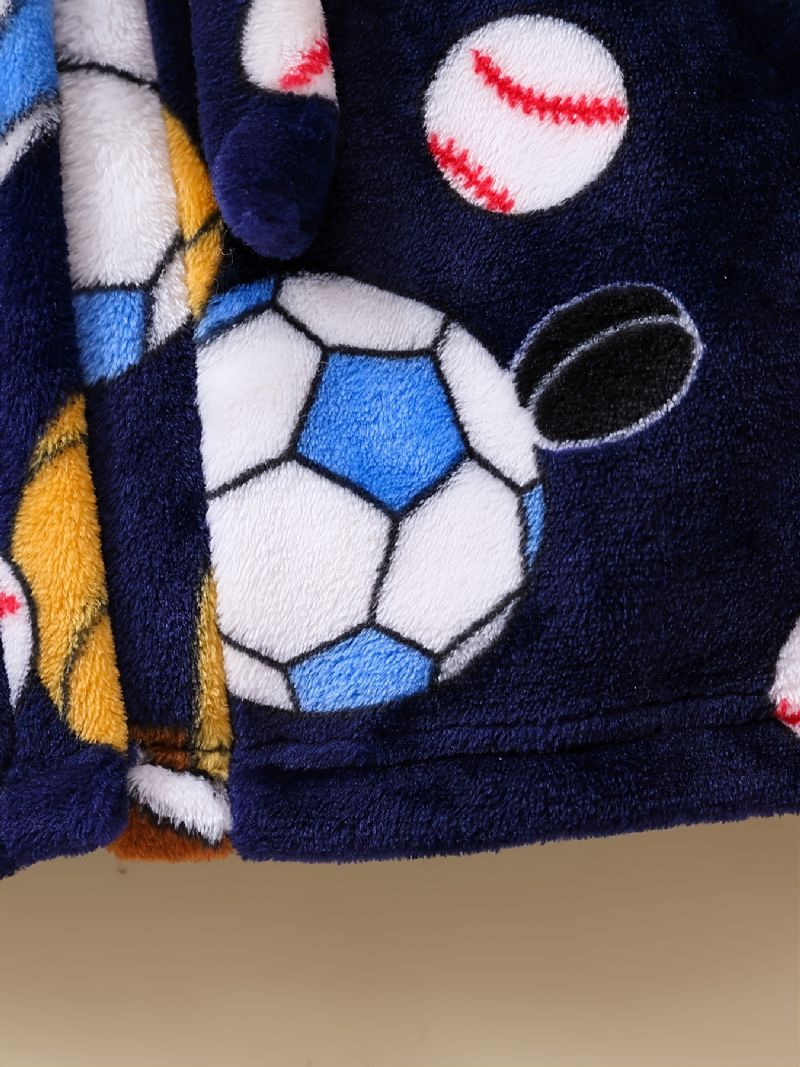 Lapset Pojat Tytöt Rento Jalkapallo Baseball Print Fleece Pitkä Kylpytakki Talveksi