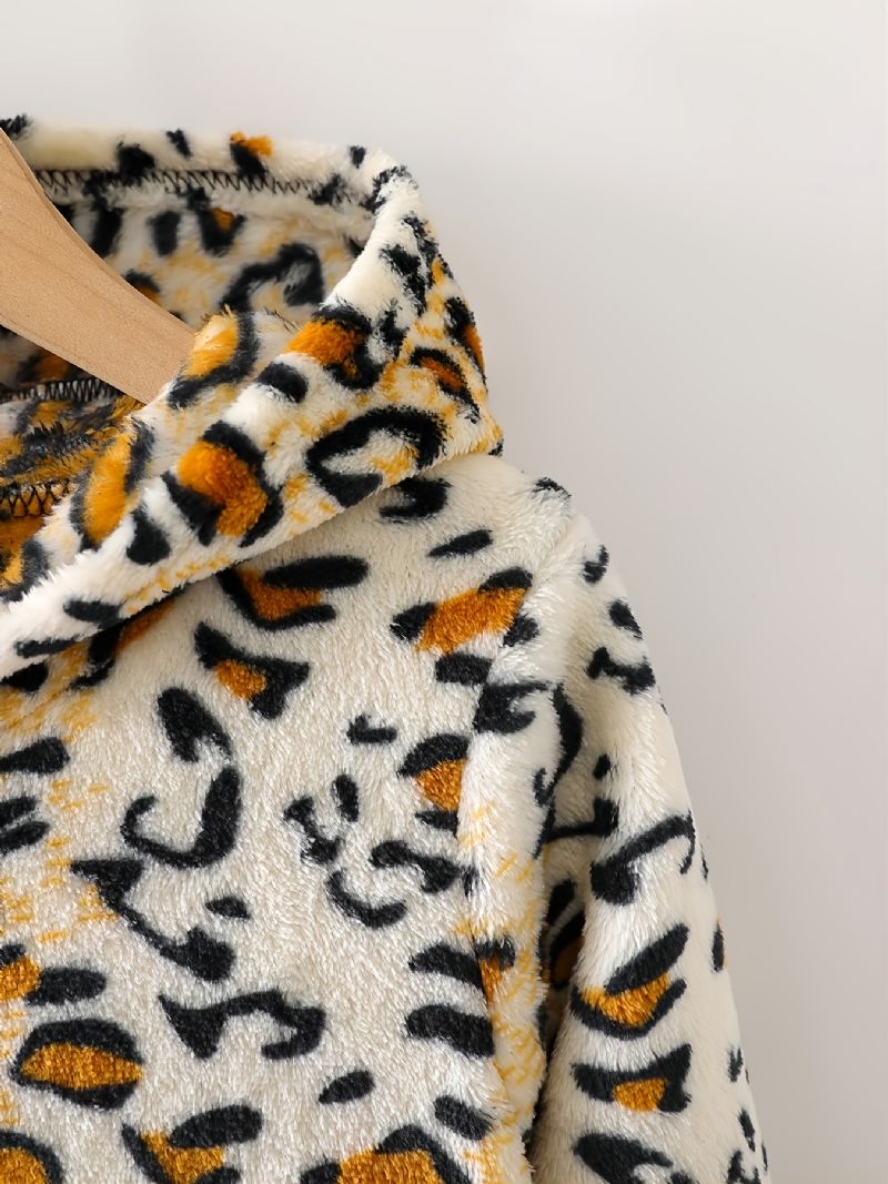 Lasten Leopardikuvioinen Flanelli Vetoketjullinen Pyjama