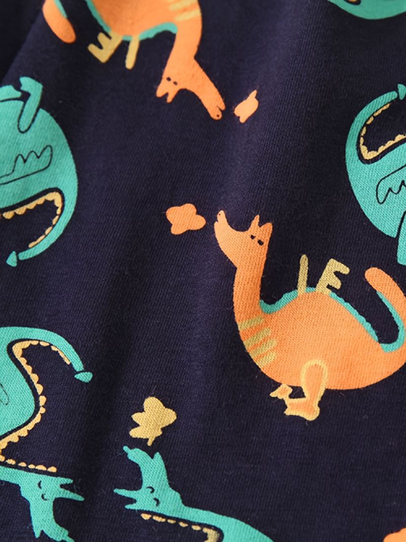 Lasten Poikien Pyjamat Sarjakuva Dinosaur Print Pyöreäpääntie Pitkähihainen Toppi & Housut