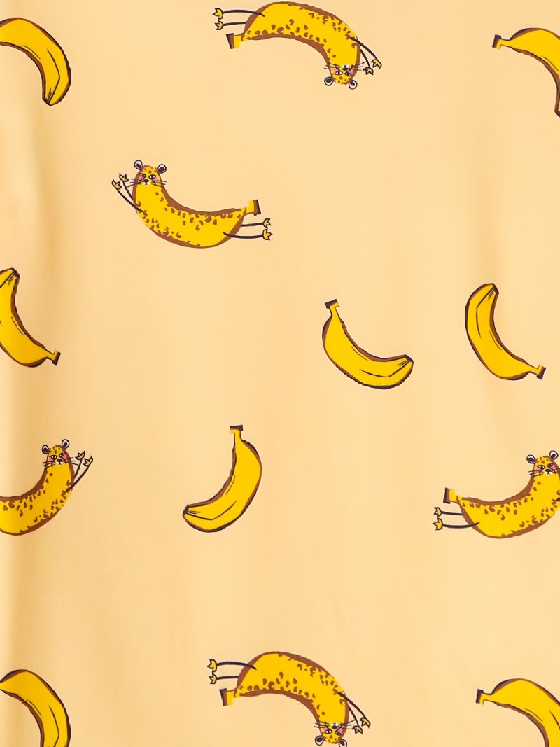 Lasten Pyjamat Banaanikuvioinen Pyöreäpääntie Lyhythihainen Ja Housutsetti Pojille Tytöille