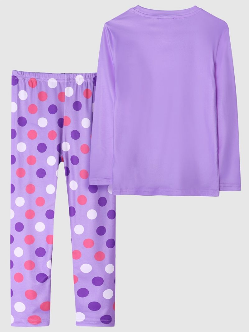 Lasten Pyjamat Purppura Animal Print Pyöreäkaula-aukoinen Pitkähihainen Toppi & Housutsetti Tytöille