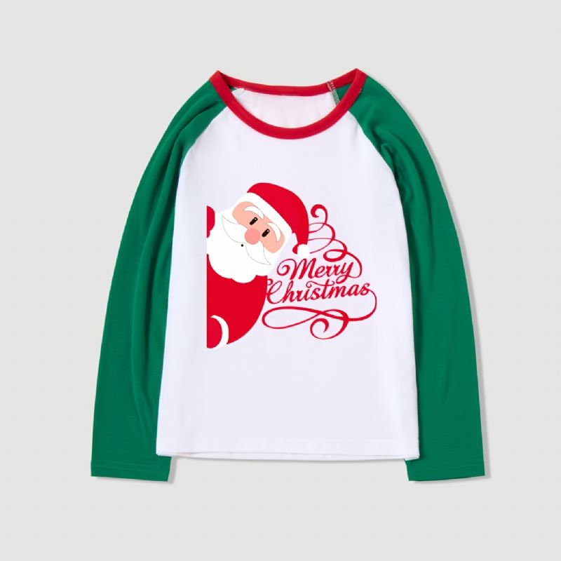 Lasten Pyjamat Santa Claus Print Casual Crew Neck Pitkähihaiset