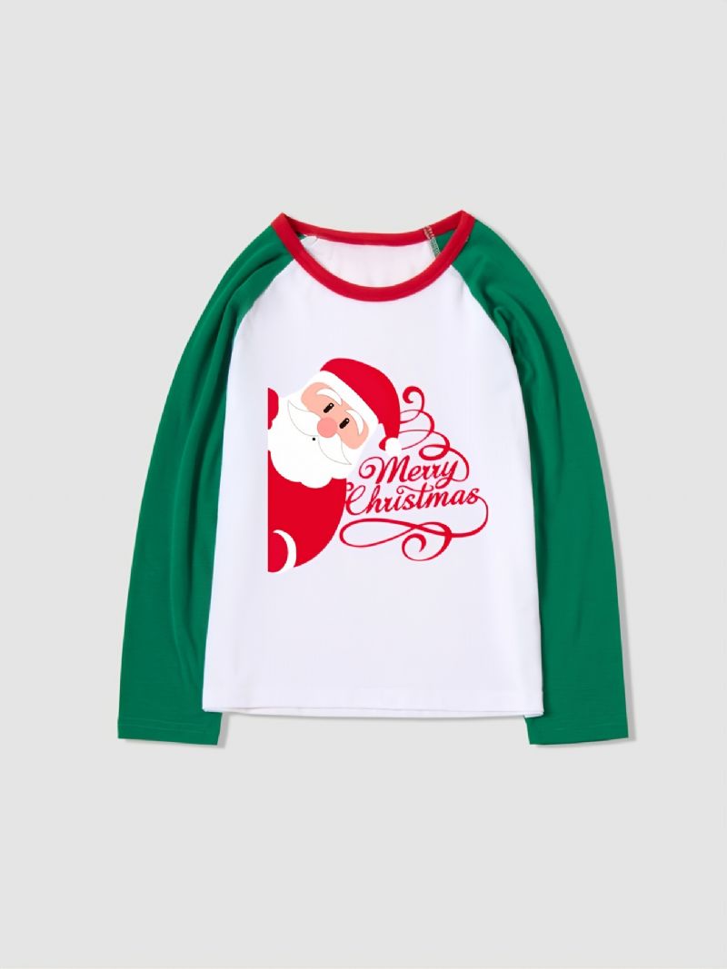 Lasten Pyjamat Santa Claus Print Casual Crew Neck Pitkähihaiset