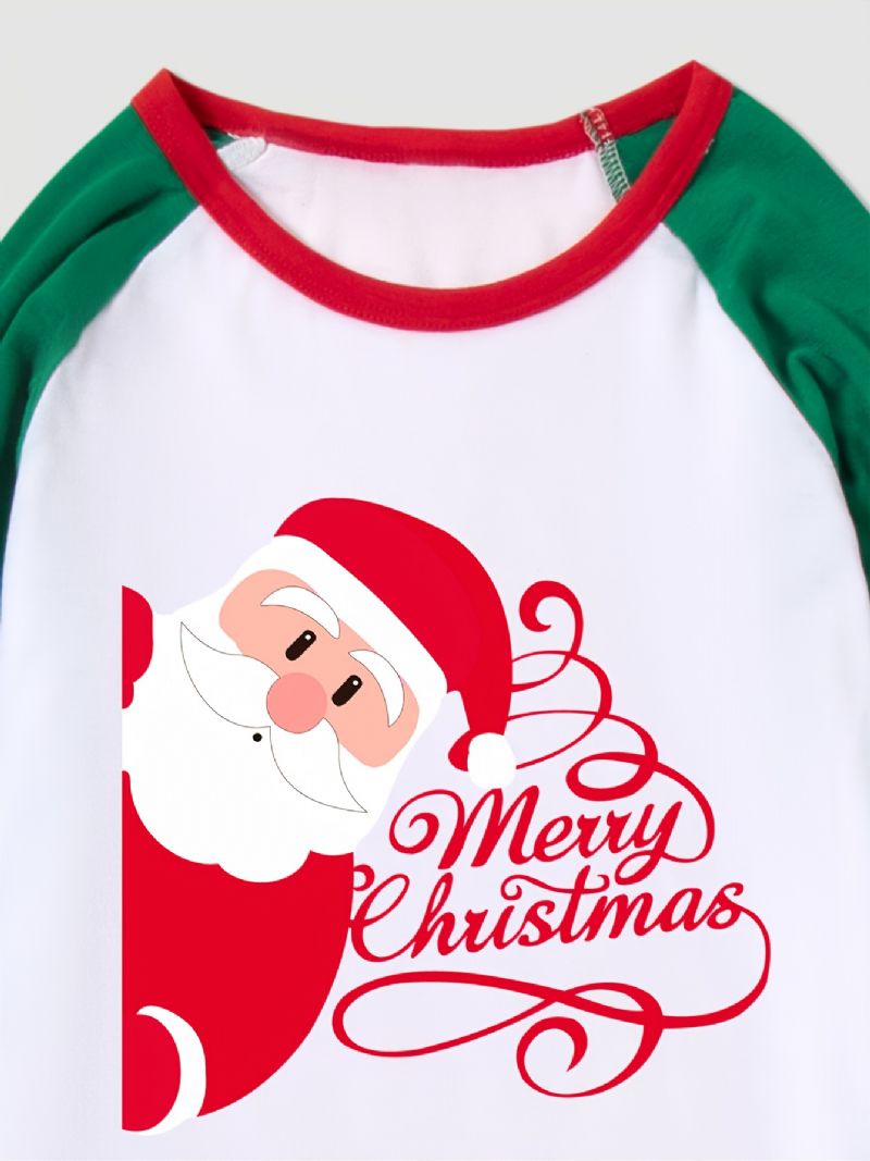 Lasten Pyjamat Santa Claus Print Casual Crew Neck Pitkähihaiset