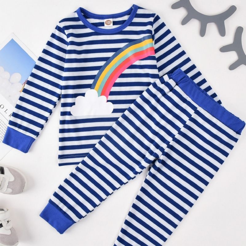 Lasten Rainbow Plain Raidallinen Pyjama-setti