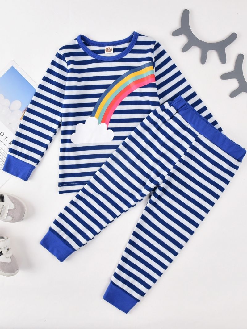 Lasten Rainbow Plain Raidallinen Pyjama-setti