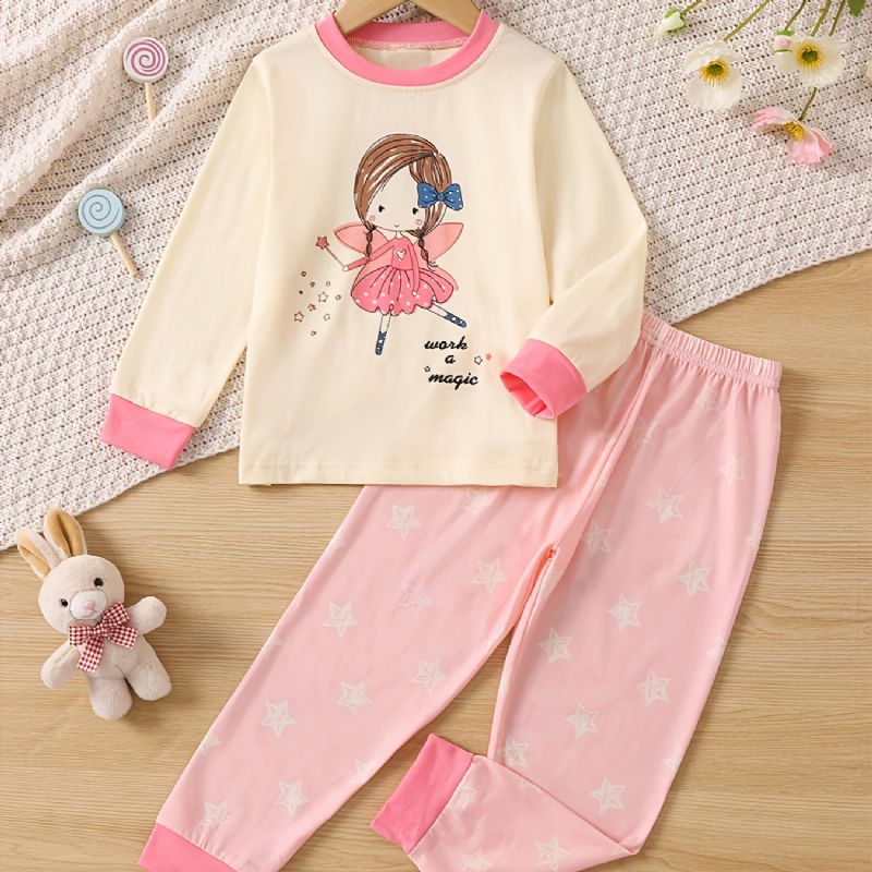 Lasten Söpö Ballerina Crew Neck Pitkähihainen Top Pants Pyjama Set