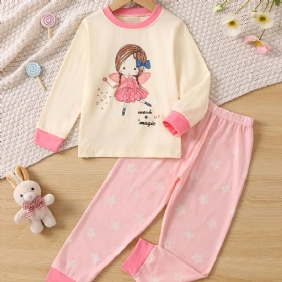 Lasten Söpö Ballerina Crew Neck Pitkähihainen Top Pants Pyjama Set