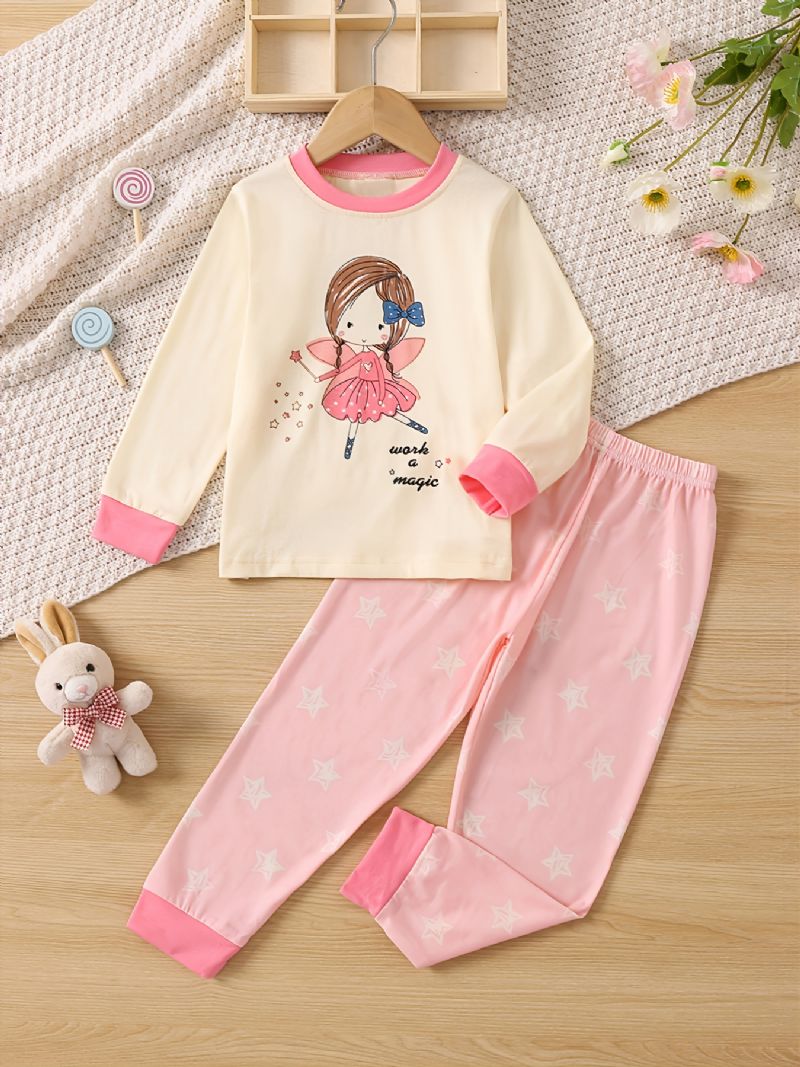 Lasten Söpö Ballerina Crew Neck Pitkähihainen Top Pants Pyjama Set