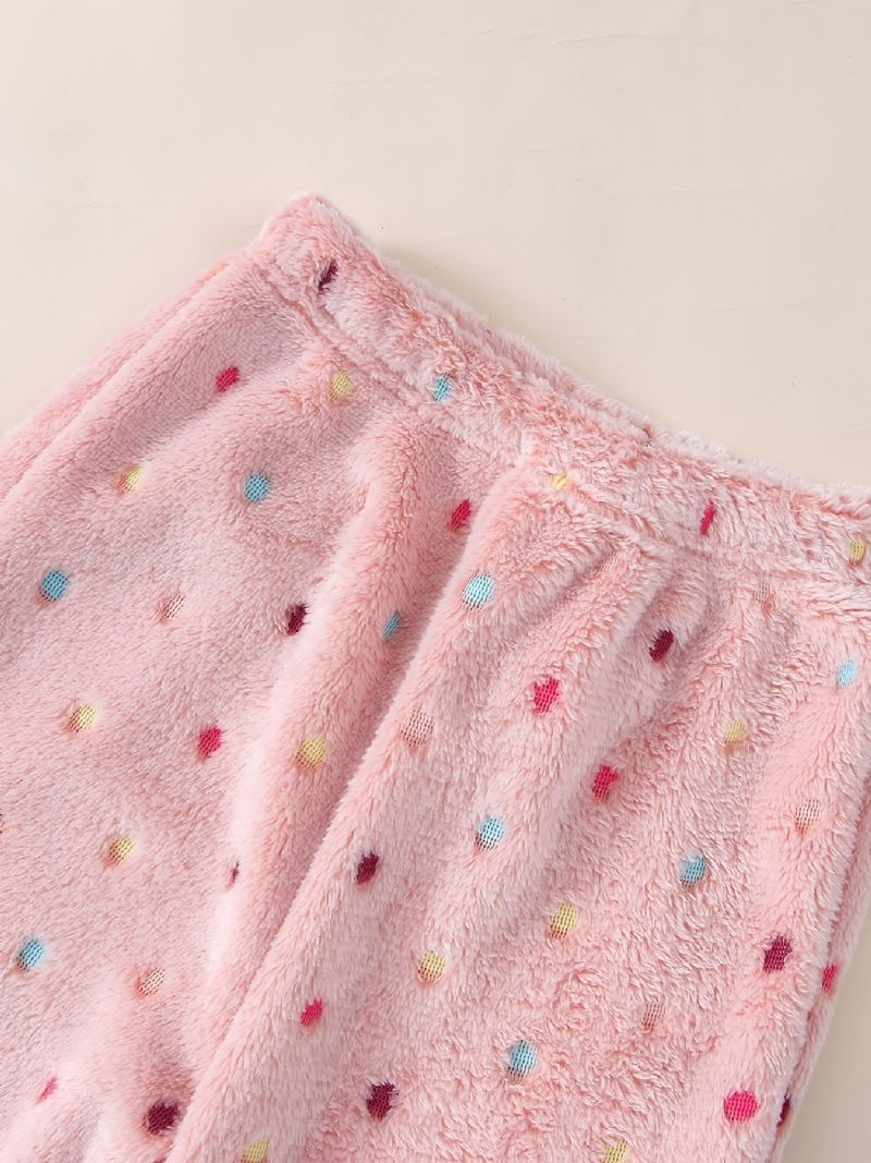 Lasten Tytöille Samettinen Pyjamasarja Nappipaita Ja Yhteensopivat Housut Joissa On Värikäs Pilkkukuvio Syksytalveksi Uusi