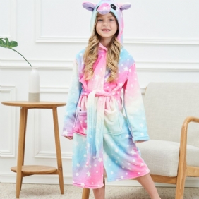 Lasten Tyttöjen Hupullinen Kylpytakki Unicorn Pehmeä Lämmin Flanelli Pyjamat Talvi Vaatteet