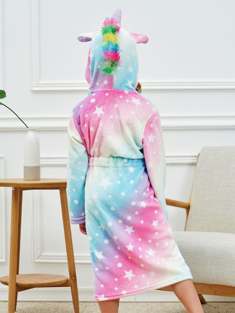 Lasten Tyttöjen Hupullinen Kylpytakki Unicorn Pehmeä Lämmin Flanelli Pyjamat Talvi Vaatteet