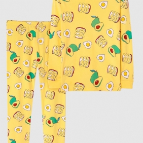 Lasten Tyttöjen Pyjamat Fruit Print Pyöreäkaula-aukoinen Pitkähihainen Toppi & Housutsetti