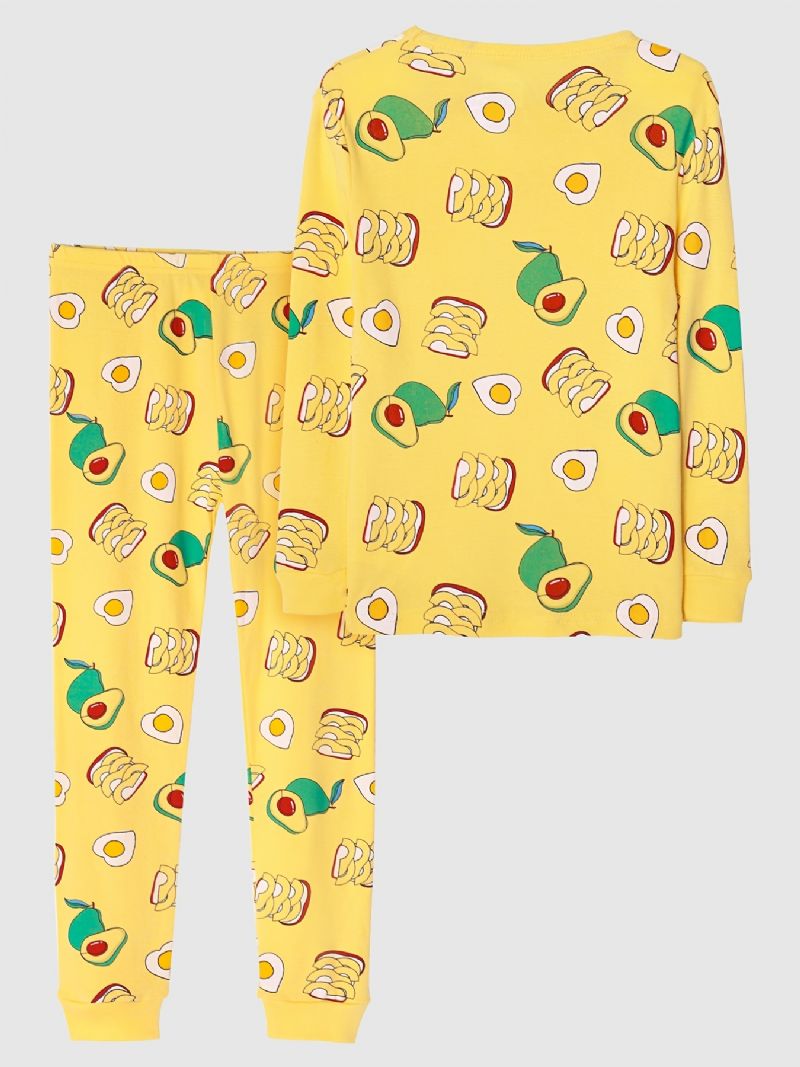 Lasten Tyttöjen Pyjamat Fruit Print Pyöreäkaula-aukoinen Pitkähihainen Toppi & Housutsetti