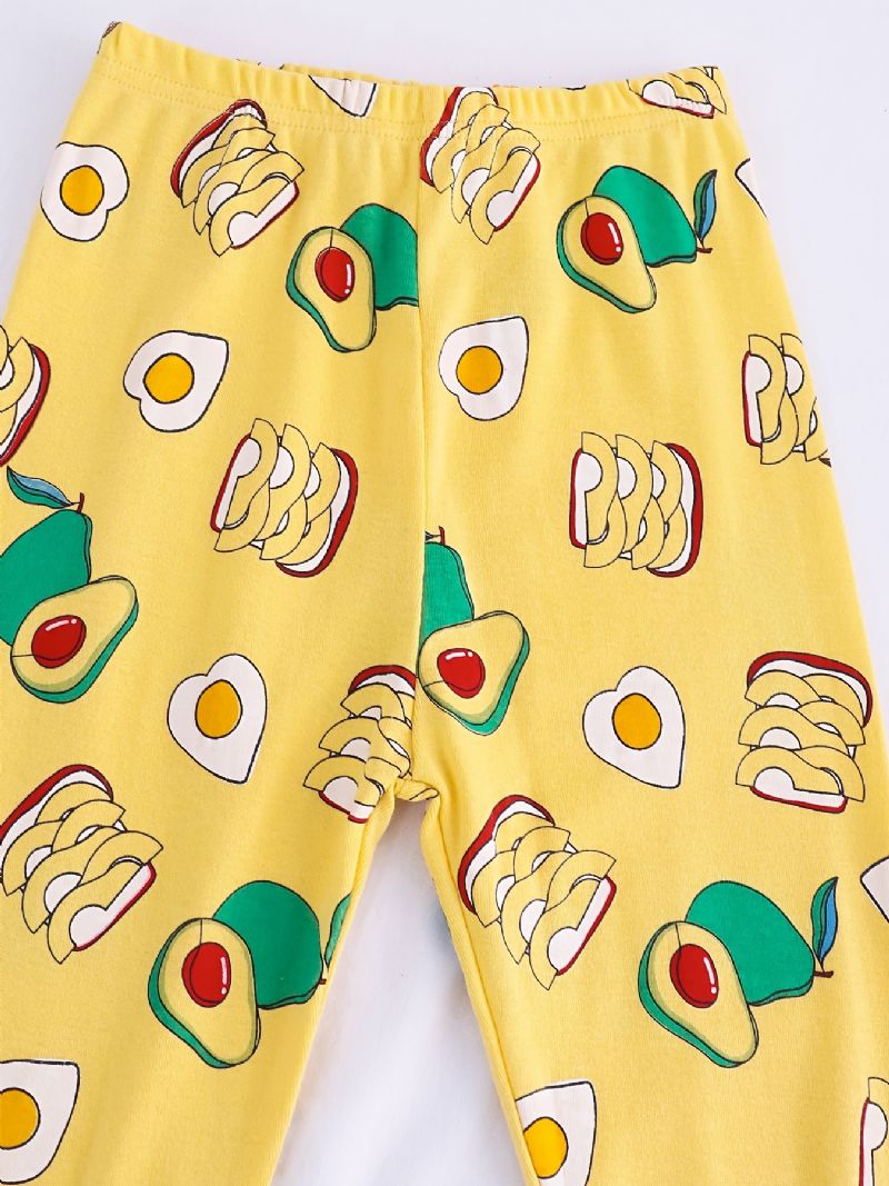 Lasten Tyttöjen Pyjamat Fruit Print Pyöreäkaula-aukoinen Pitkähihainen Toppi & Housutsetti