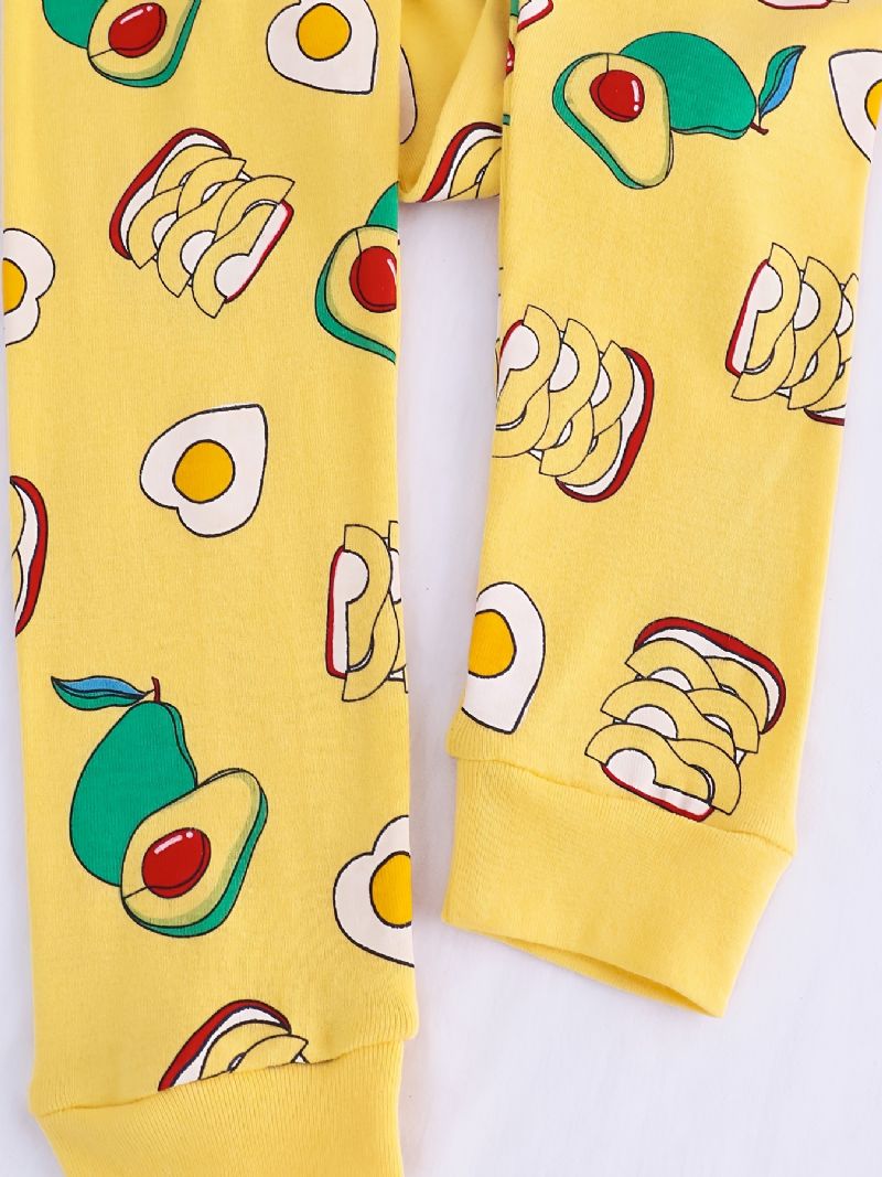 Lasten Tyttöjen Pyjamat Fruit Print Pyöreäkaula-aukoinen Pitkähihainen Toppi & Housutsetti