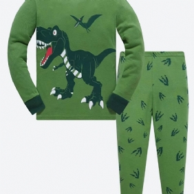 Poikien 2kpl Pyjama Sarjakuva Dinosaur Jurassic Park Pitkähihainen Puuvillapuku