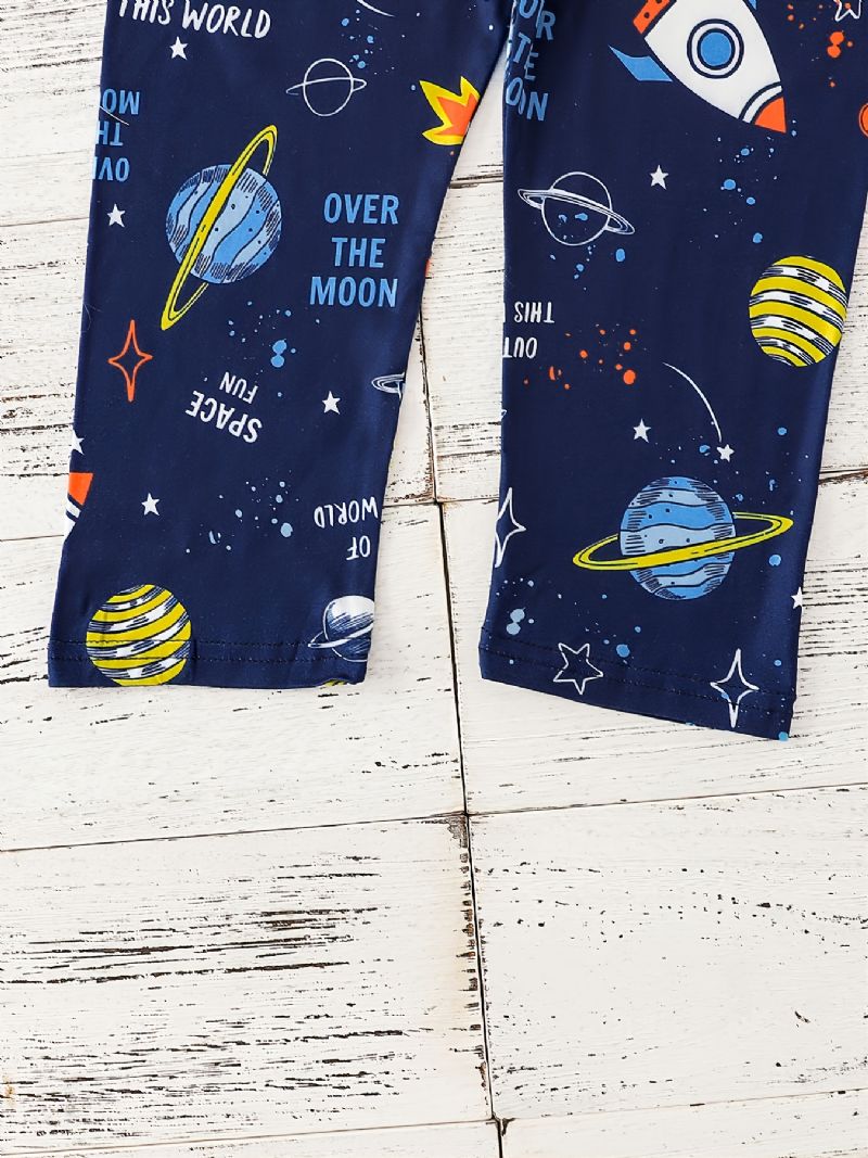 Poikien Rockets & Planet Printing Pitkähihainen Pyjamasetti