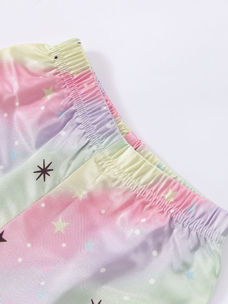 Poikien Tyttöjen Rento Puuvillainen Pyjamasetti Rainbow Star Printillä Kotiin