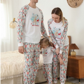 Pojat Tytöt Snowflake Elk Hyvää Joulua Crewneck Family Pyjama