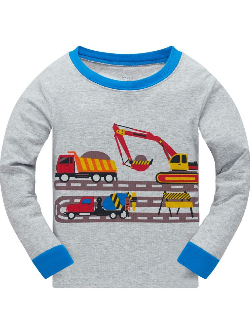 Popshion 2kpl Poikien Excavator Print Cartoon Car Pyjamasetit