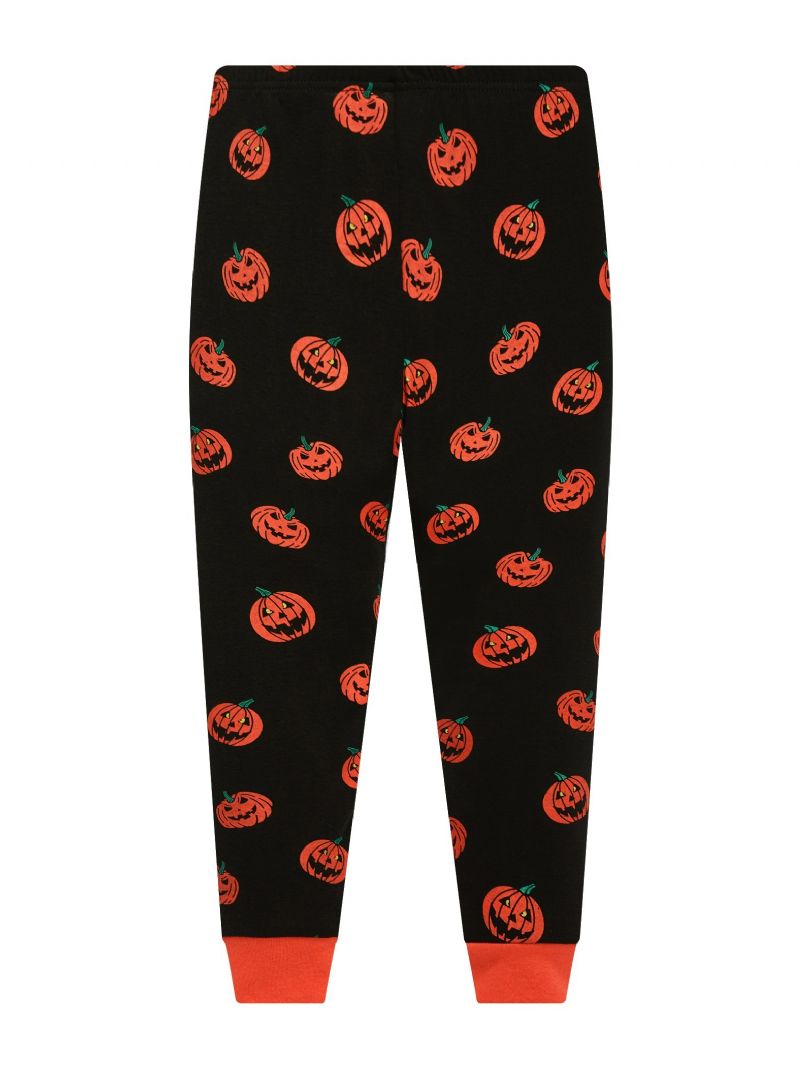 Popshion 2kpl Poikien Halloween Sarjakuva Pumpkin Skull Pitkähihainen Pyjama Puuvillainen Puku