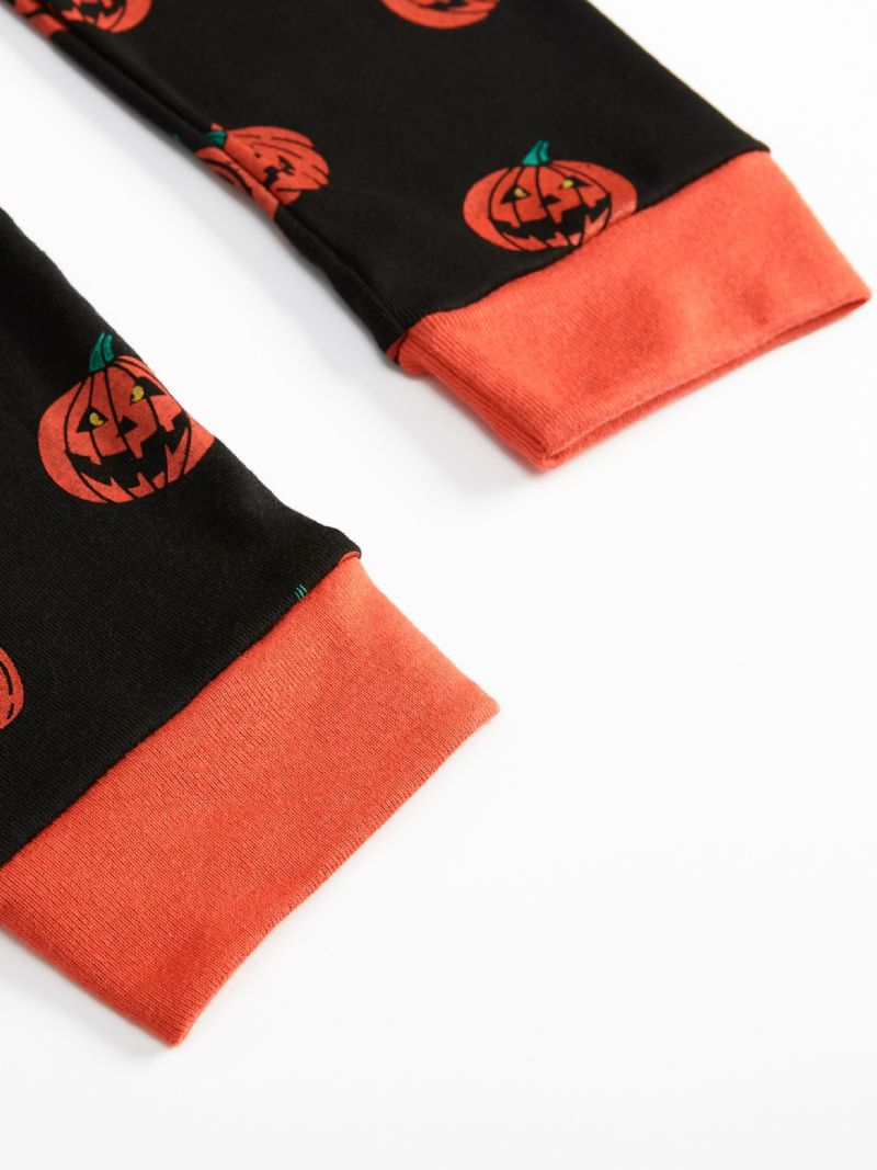 Popshion 2kpl Poikien Halloween Sarjakuva Pumpkin Skull Pitkähihainen Pyjama Puuvillainen Puku