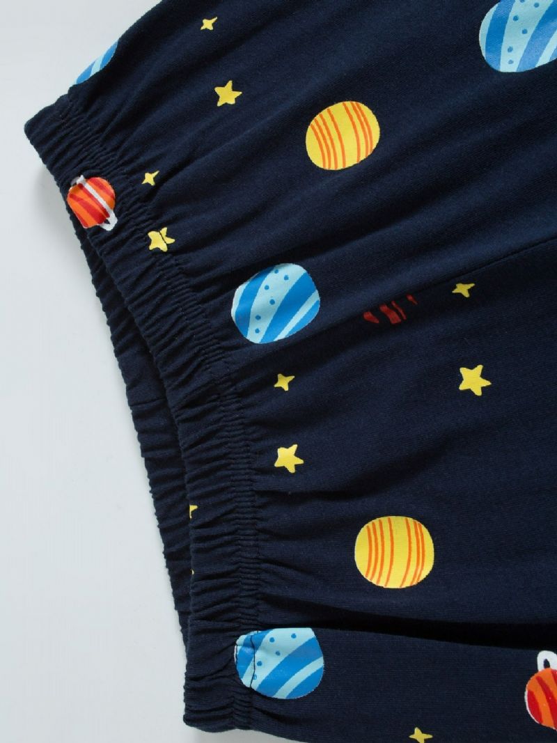 Popshion 2kpl Poikien Rocket Astronaut Star Universe Planet Pitkähihainen Pyjamapuku