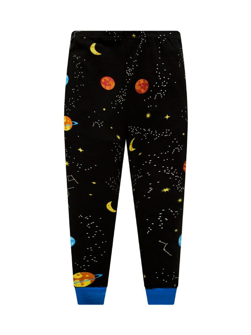 Popshion 2kpl Poikien Starry Sky Cosmic Planet Pitkähihainen Pyjama-puuvillapuku