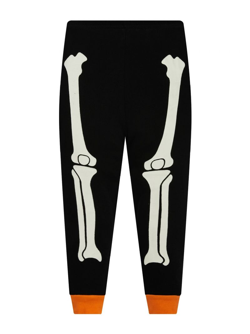 Popshion 2kpl Taaperoiden Lasten Pyjamat Hehkuvat Pimeässä Halloween Skeleton Puuvillainen Yöpukusetti Pojille Fluoresoiva Elf Skull Hämähäkkiverkko Pitkähihainen Pyjama Puku