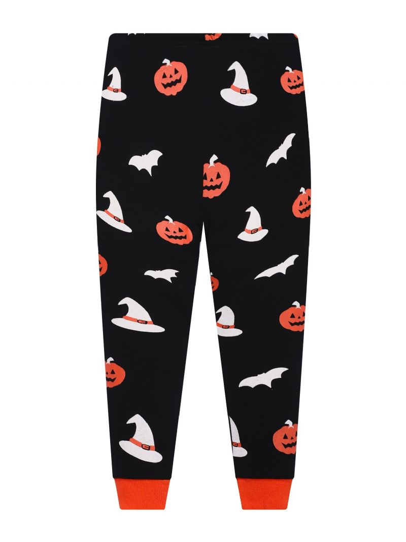 Popshion Poikien Fluorescent Halloween Pumpkin Skull Bat Pitkähihaiset Pyjamathousut