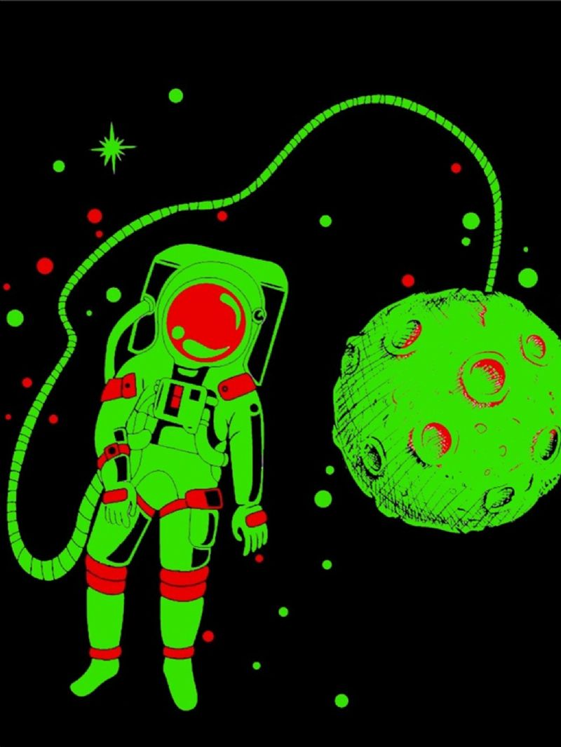 Popshion Poikien Luminous Astronaut Star Moon Avaruusalus Toppi Ja Kontrastivärinen Pyjamahoususarja