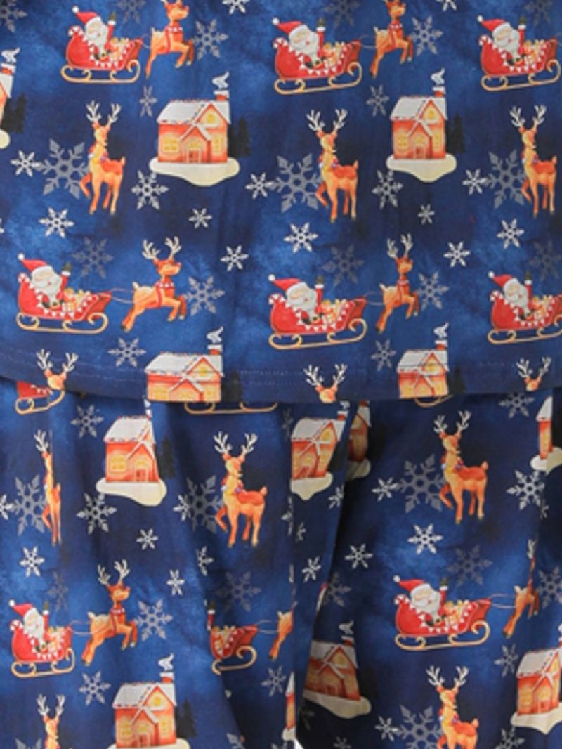 Sarjakuva Santa Elk House Pattern Joulupyjamat Perhepyjamat