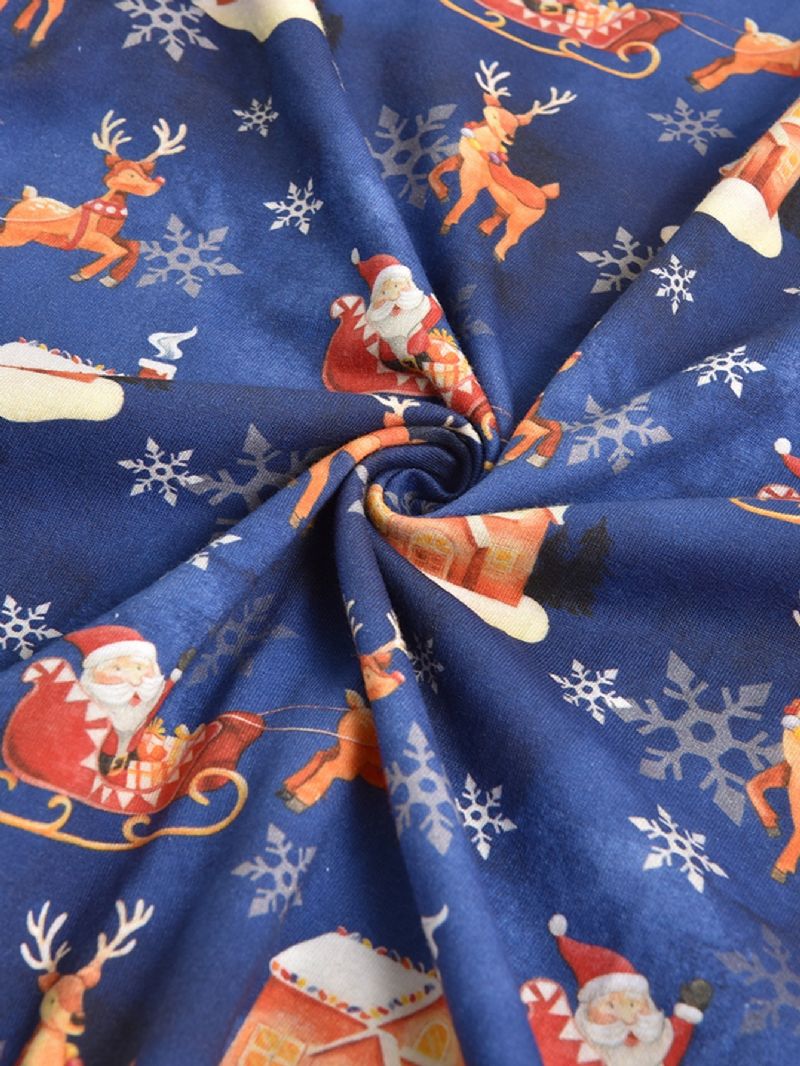 Sarjakuva Santa Elk House Pattern Joulupyjamat Perhepyjamat