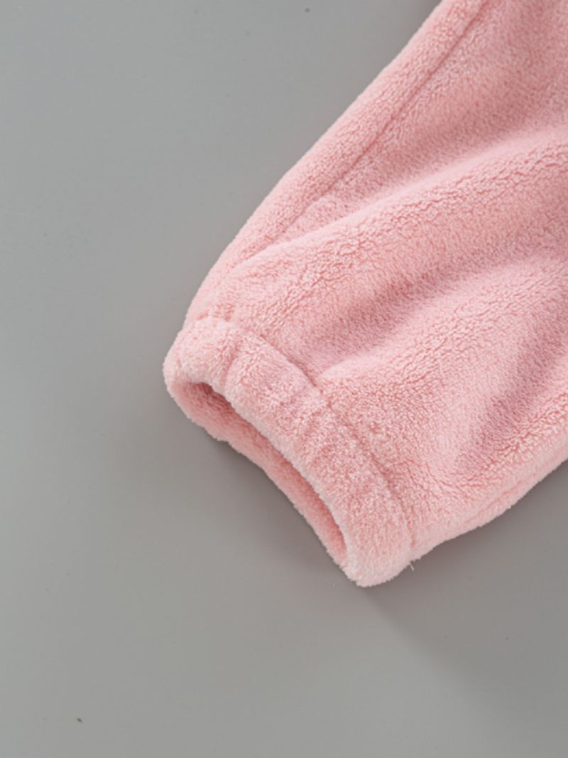 Syksy-talvi Tyttöjen Muodikas Vaaleanpunainen Lämmin Hupullinen Yksiosainen Pyjama